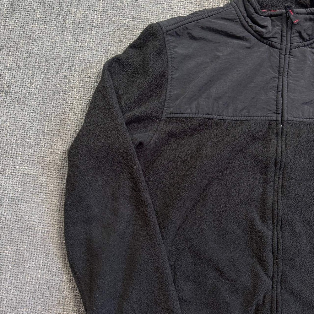 Aeropostale Fleece Jacket Mens Large Black Y2K Gorpcore Mixed Media Zip Up - Picture 2 of 15